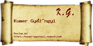 Kumer Gyöngyi névjegykártya